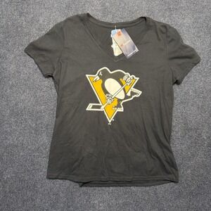 Pittsburgh Penguins Shirt Womens Large Black NHL Hockey Fanatics Graphic Tee